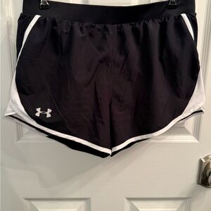 Under Armour Black and White Athletic Shorts with Dolphin Hem